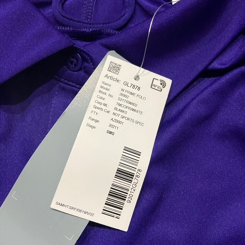 Adidas Women's Prime Polo Purple Athletic Top Primeblue Size Small NWT - Picture 6 of 8